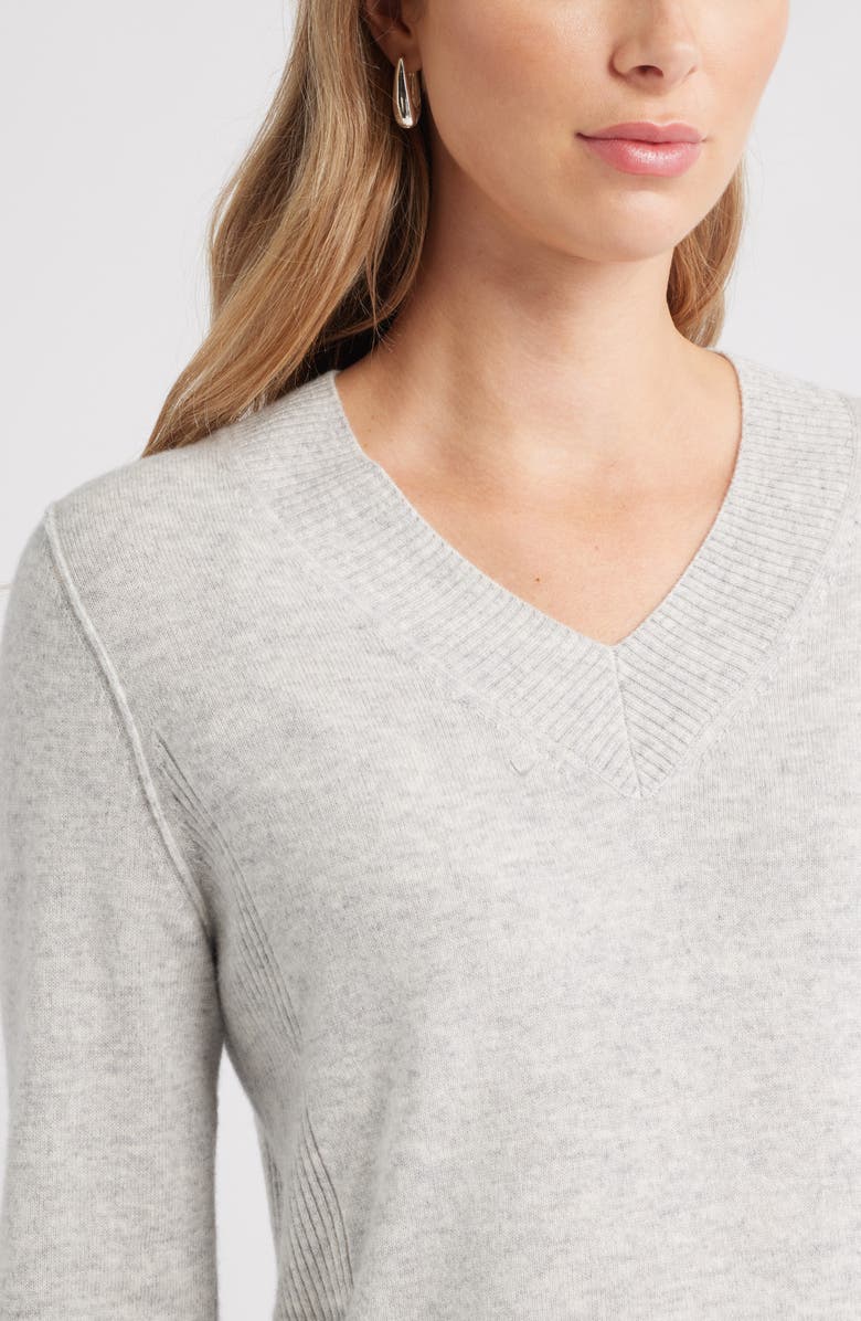 Caslon<sup>®</sup> V-Neck Wool & Cashmere Sweater, Alternate, color, Grey Light Heather