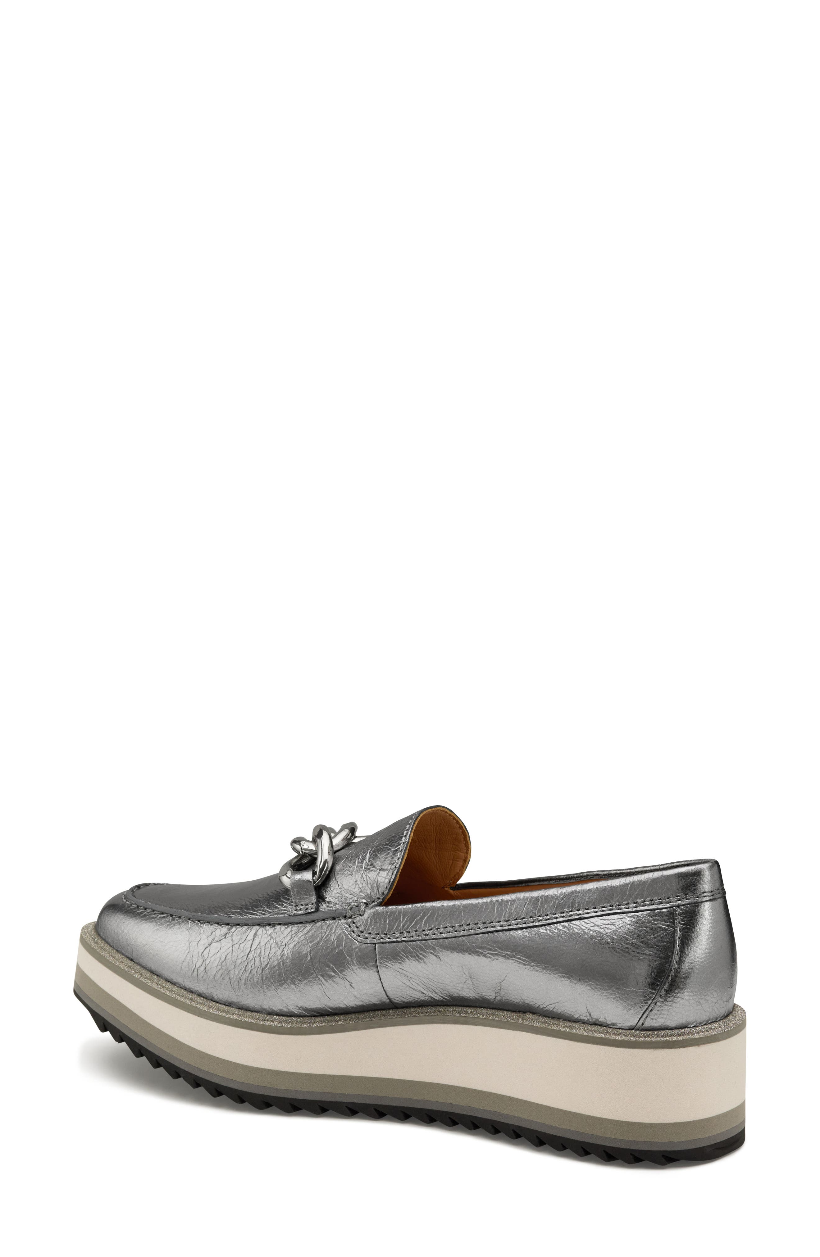 Gracelyn Chain Wedge Loafer, Alternate, color, SILVER METALLIC SHEEPSKIN