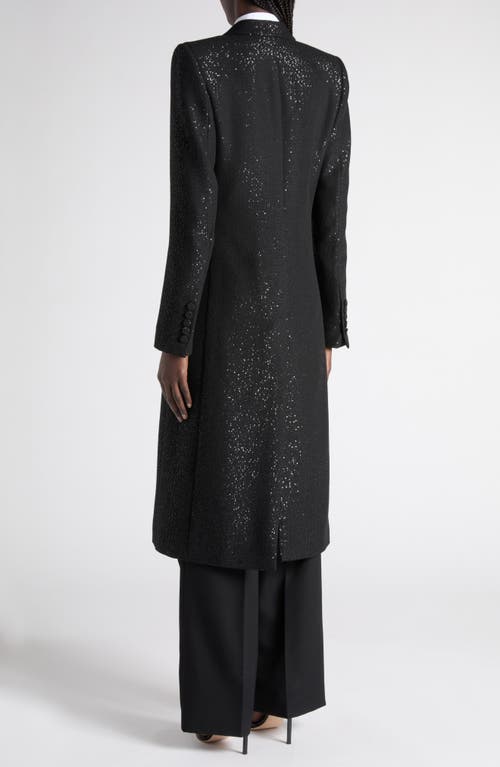 Tom Ford Sequined Wool Blend Crepe Double Breasted Coat Clothing In Black