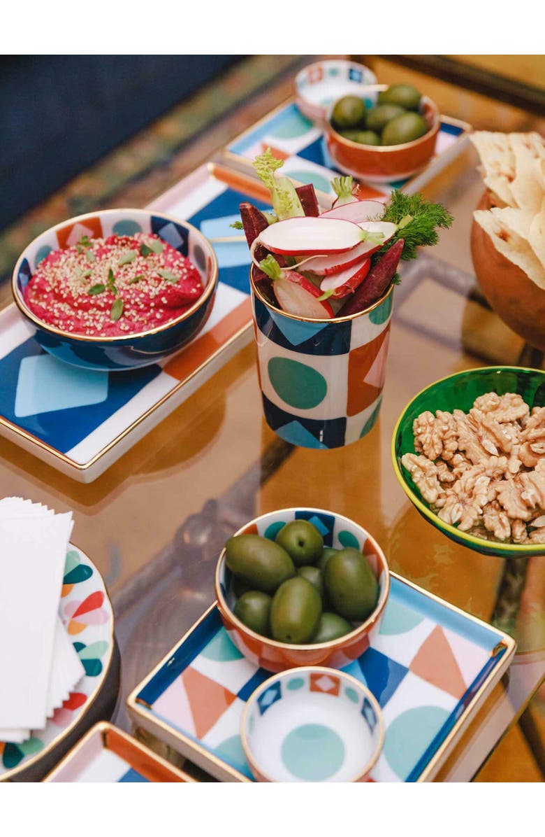 La DoubleJ Decorative Cup Diamond Dots Turquoise, Alternate, color, 