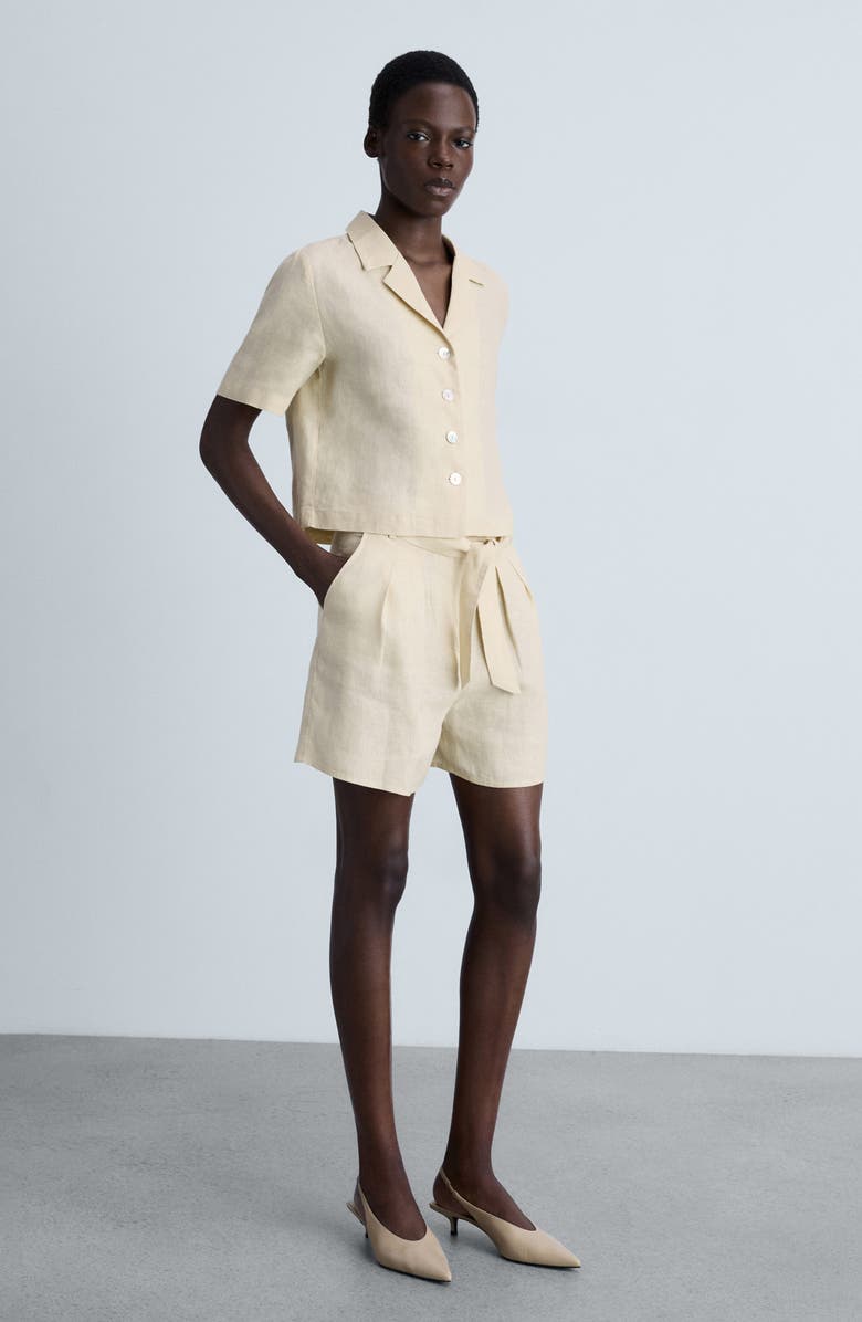 MANGO Short Sleeve Linen Camp Shirt, Alternate, color,