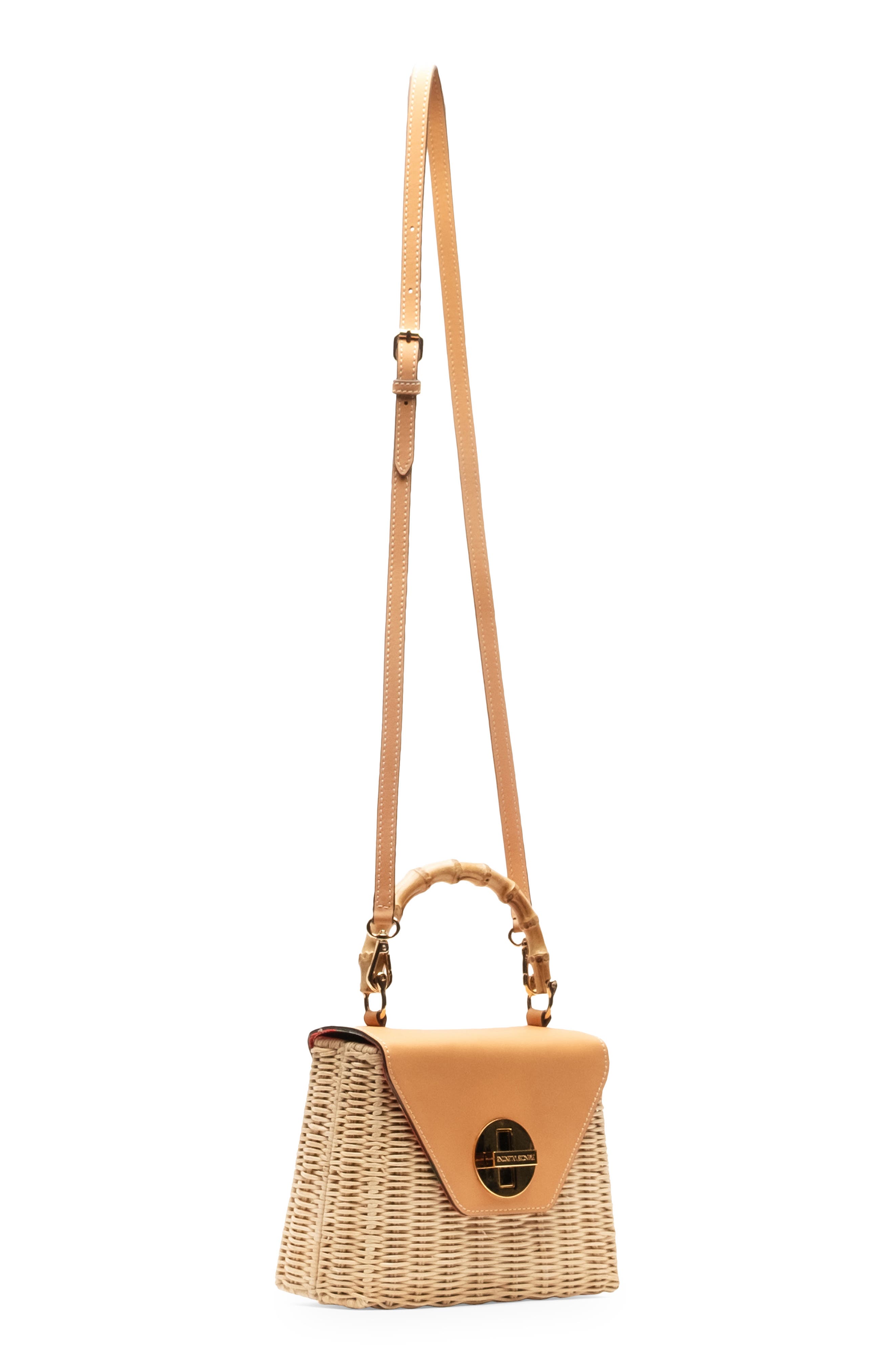 Frances Valentine Mini Midge Woven Wicker & Leather Top Handle Bag, Alternate, color, Toast/ Natural