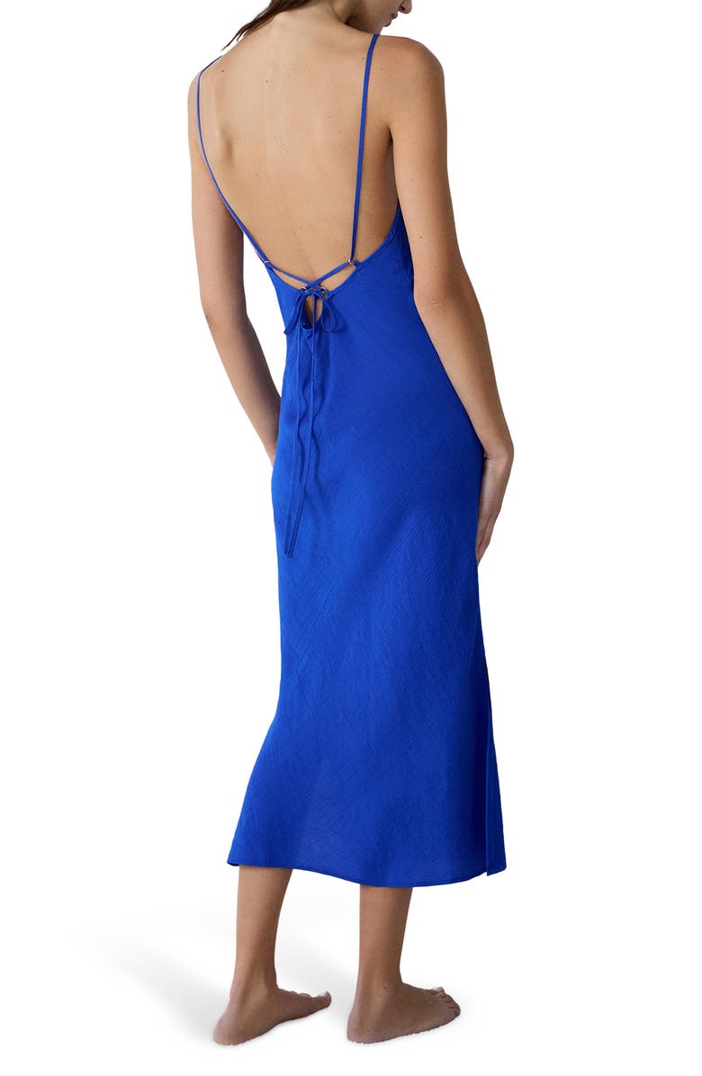 Etam Beste Crinkled Embroidered Nightgown, Alternate, color, Royal Blue