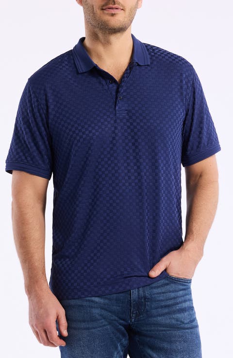 Aaron Checkered Knit Polo