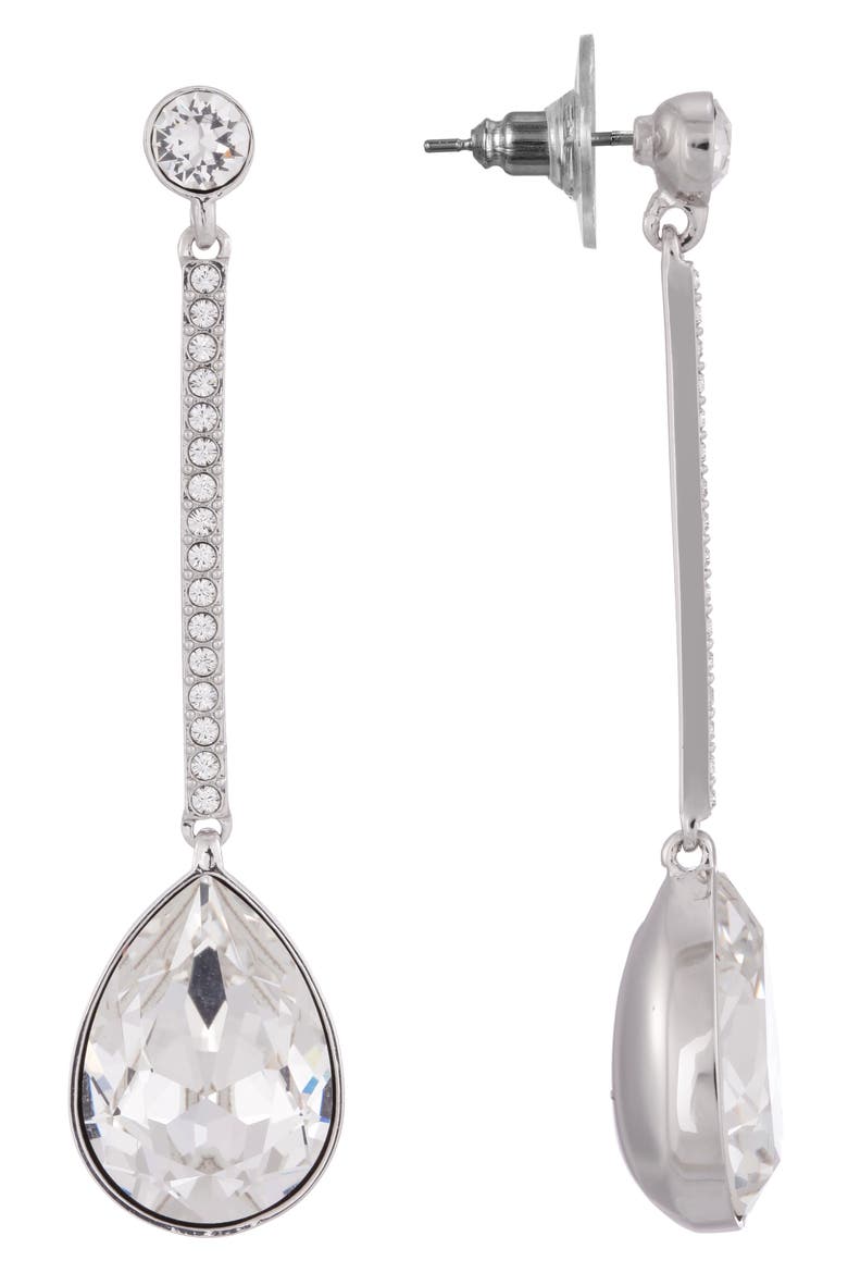 Swarovski Crystal Drop Earrings, Main, color, RHODIUM/ WHITE