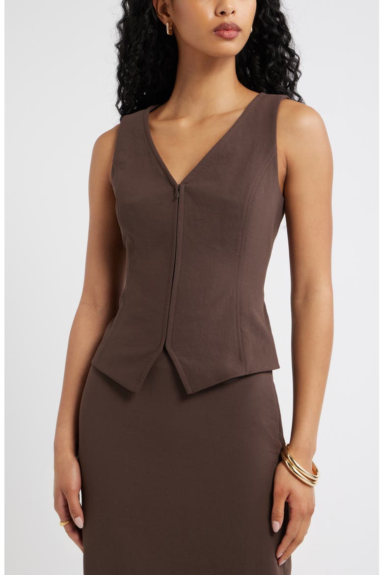 Curator Crepe Sleeveless Top, Main, color, BROWN SEAL