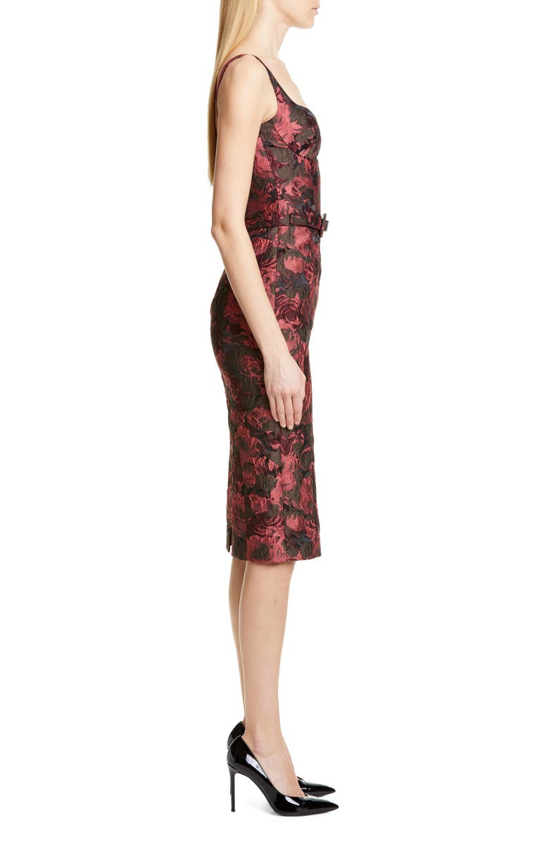 Michael Kors Collection Belted Stretch Jacquard Sheath Dress, Alternate, color,