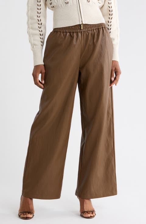 Faux Leather Wide Leg Pants
