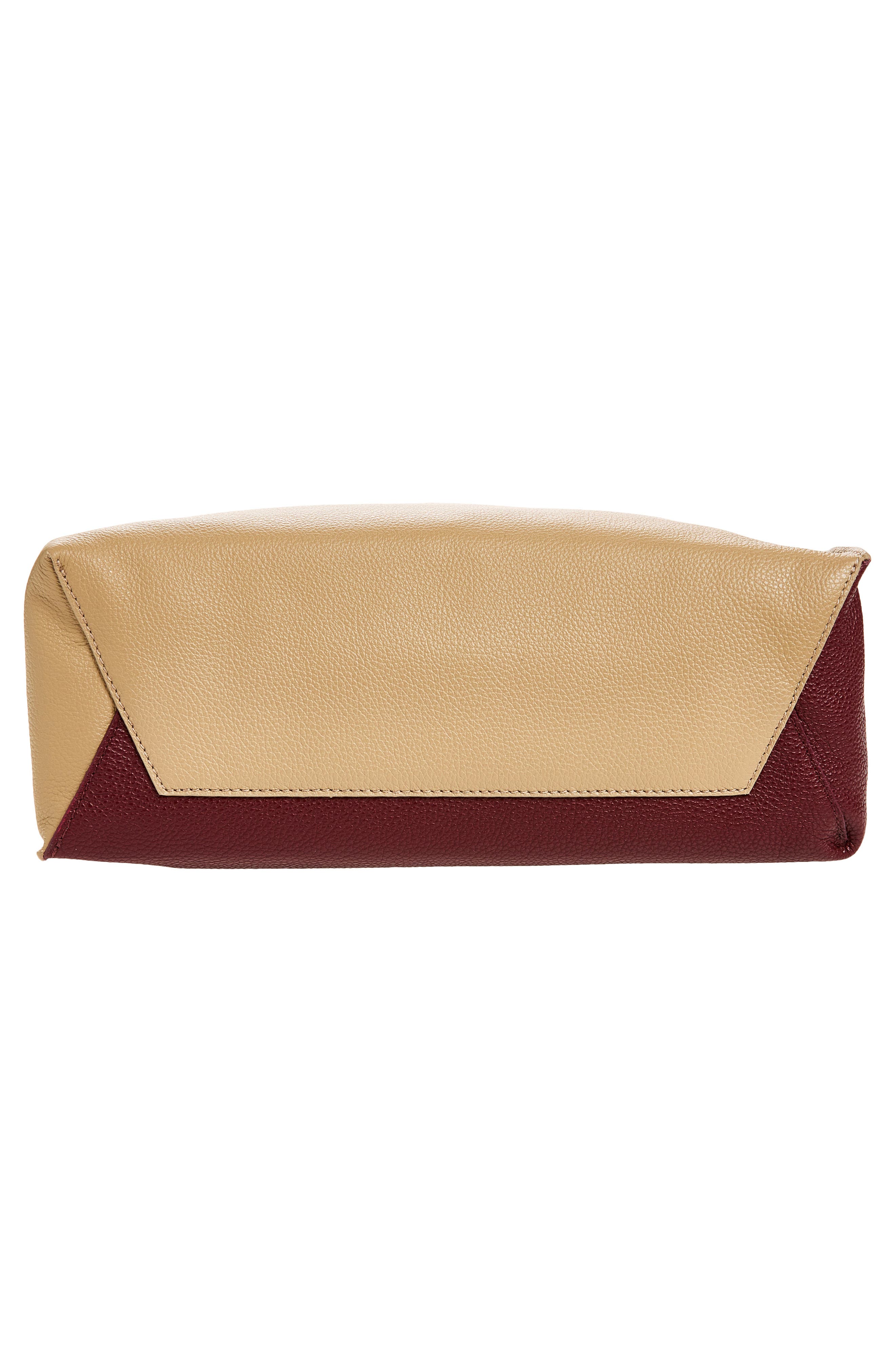 Marni Museo Soft Colorblock Leather East/West Tote, Alternate, color, Moon/ Burgundy/ Coffee