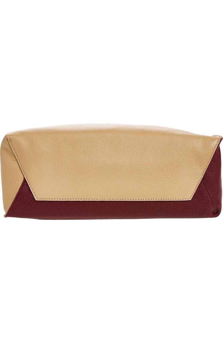 Marni Museo Soft Colorblock Leather East/West Tote, Alternate, color, Moon/ Burgundy/ Coffee