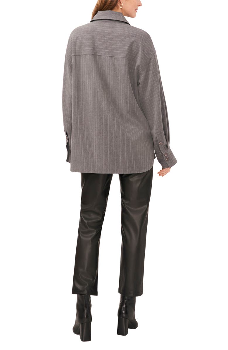Vince Camuto Pinstripe Oversize Shirt Jacket, Alternate, color, Steel Heather