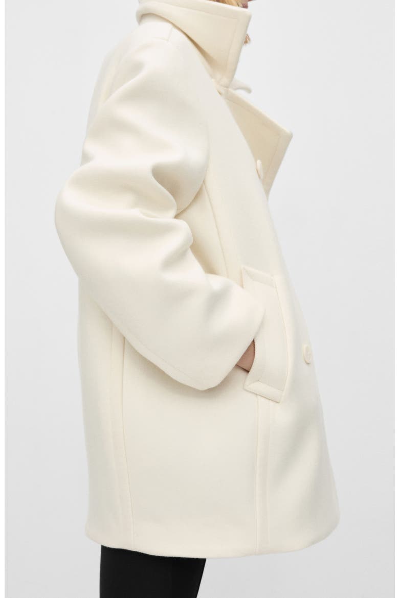 Double Breasted Virgin Wool Blend Coat, Alternate, color, ECRU