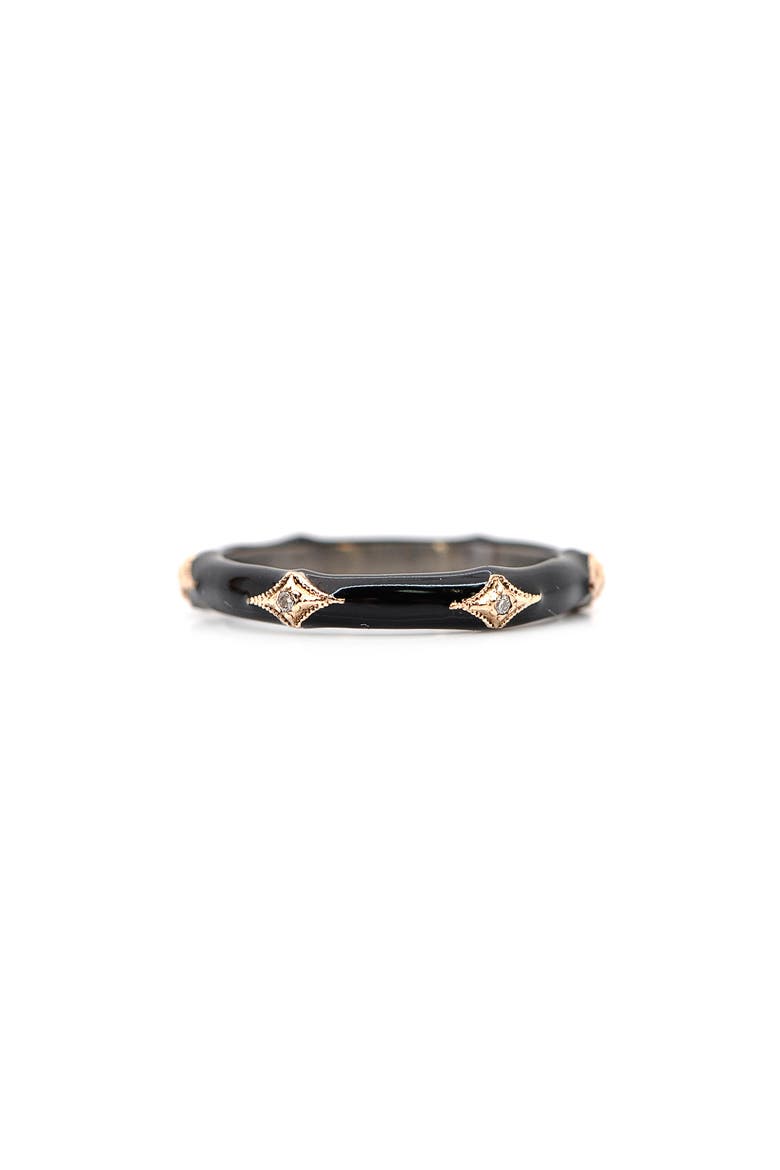 Champagne Diamond & Enamel Stack Ring, Main, color, BLACK