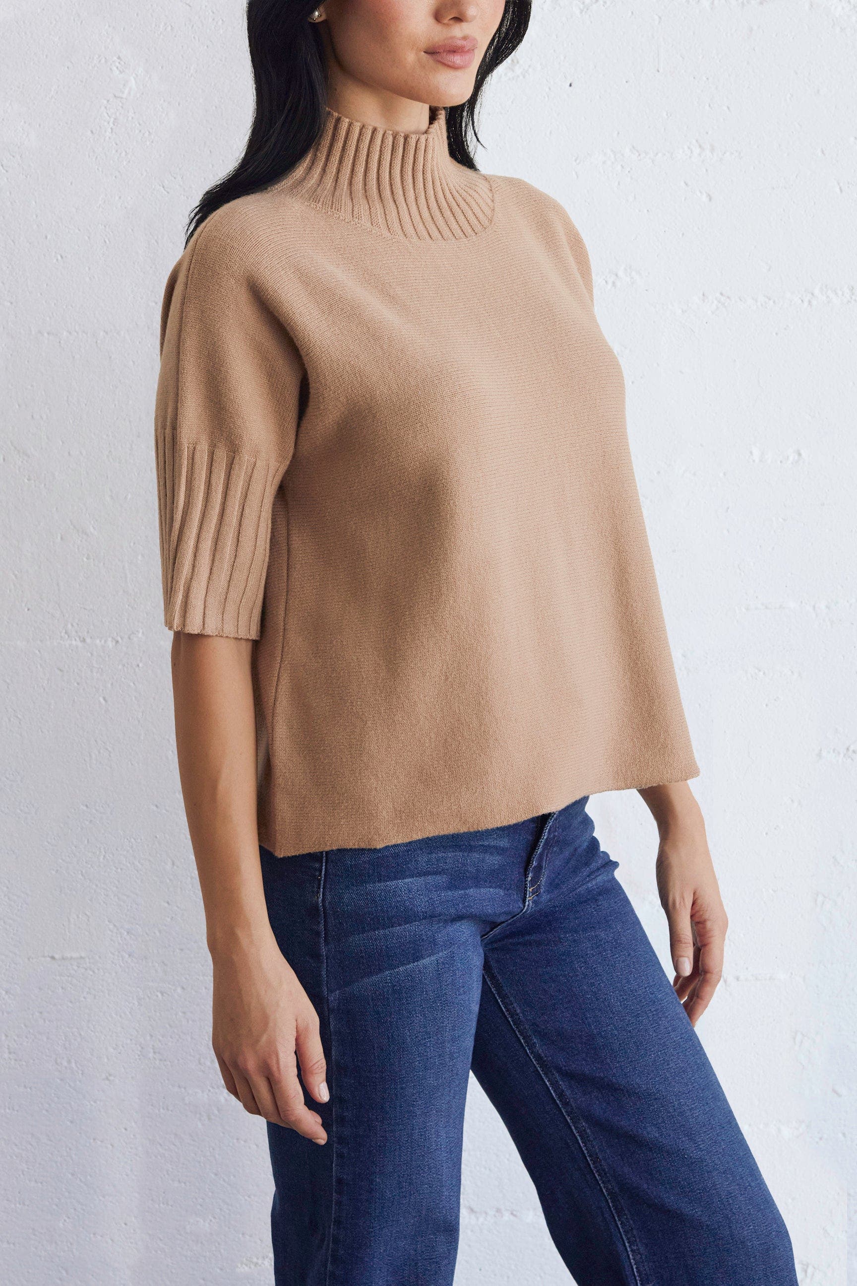 Franne Golde Funnel Neck Elbow Sleeve Dolman Sweater (Women) | Nordstrom