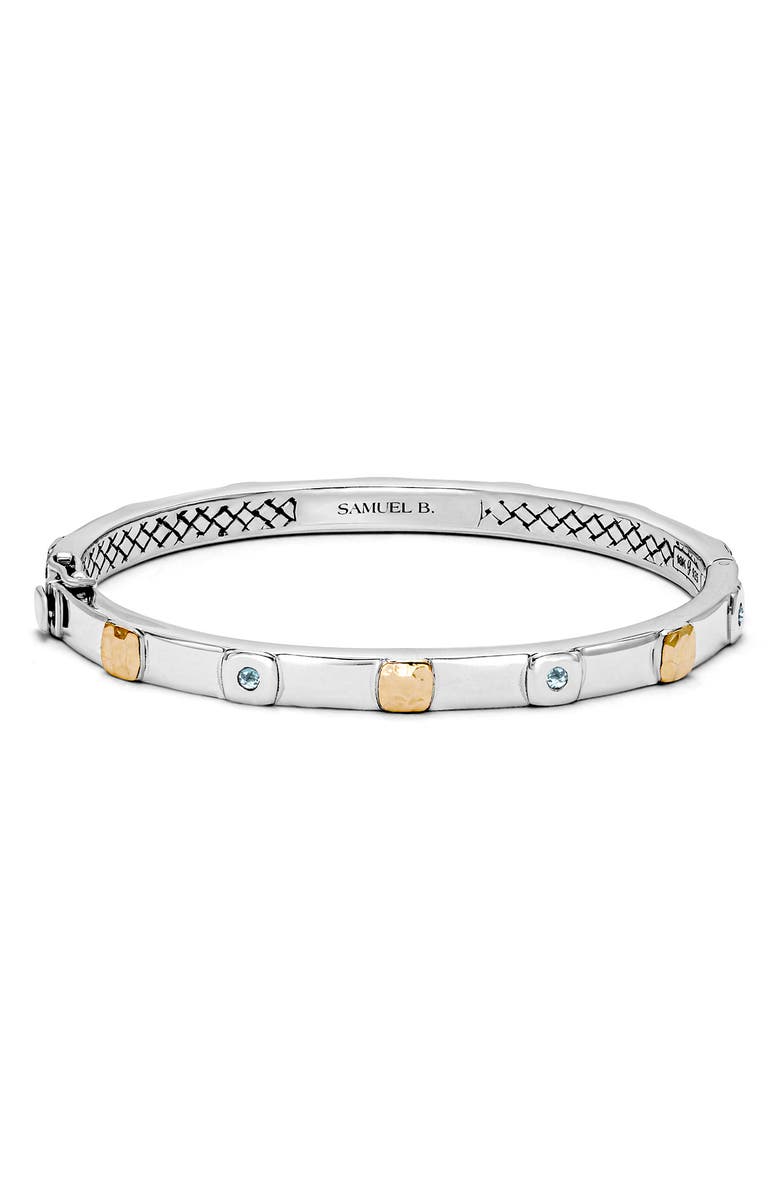 SAMUEL B. Semiprecious Stone Two-Tone Bangle Bracelet, Main, color, Blue
