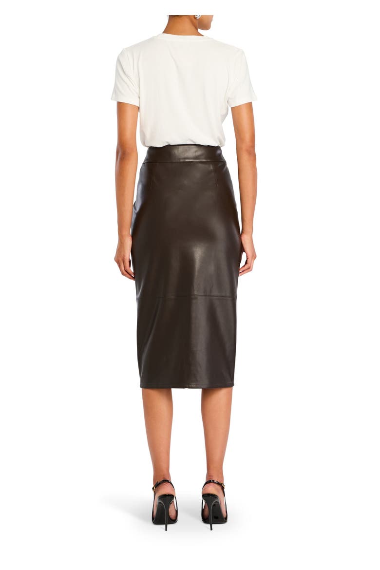 Millicent Vegan Leather High Rise Midi Skirt, Alternate, color, Ash Brown