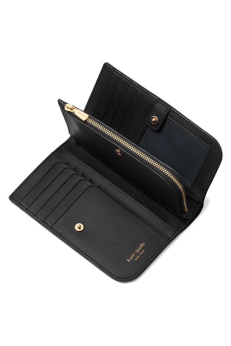 medium devin saffiano leather zip wallet, Alternate, color, BLACK