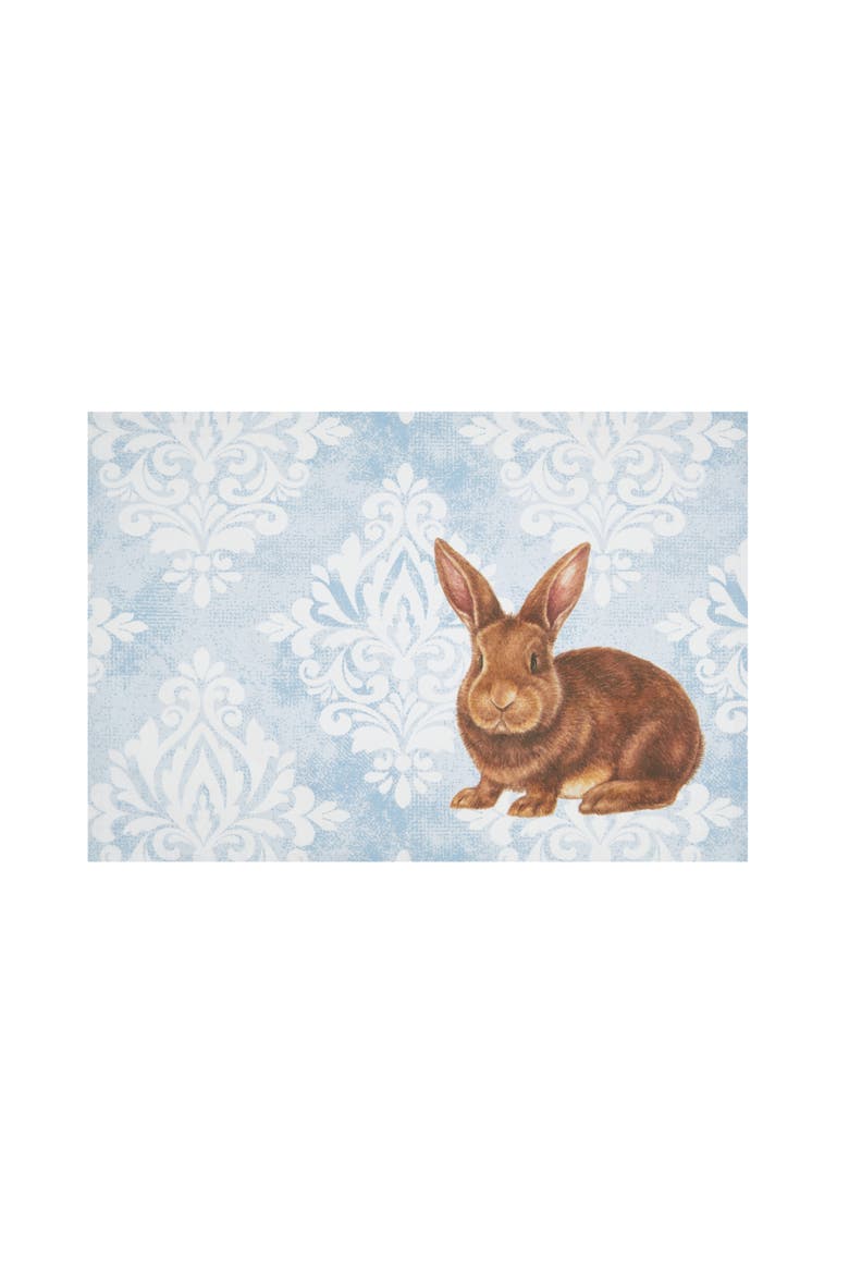 Damask Easter Bunny Rabbit Placemats Set of 6, Alternate, color, Blue
