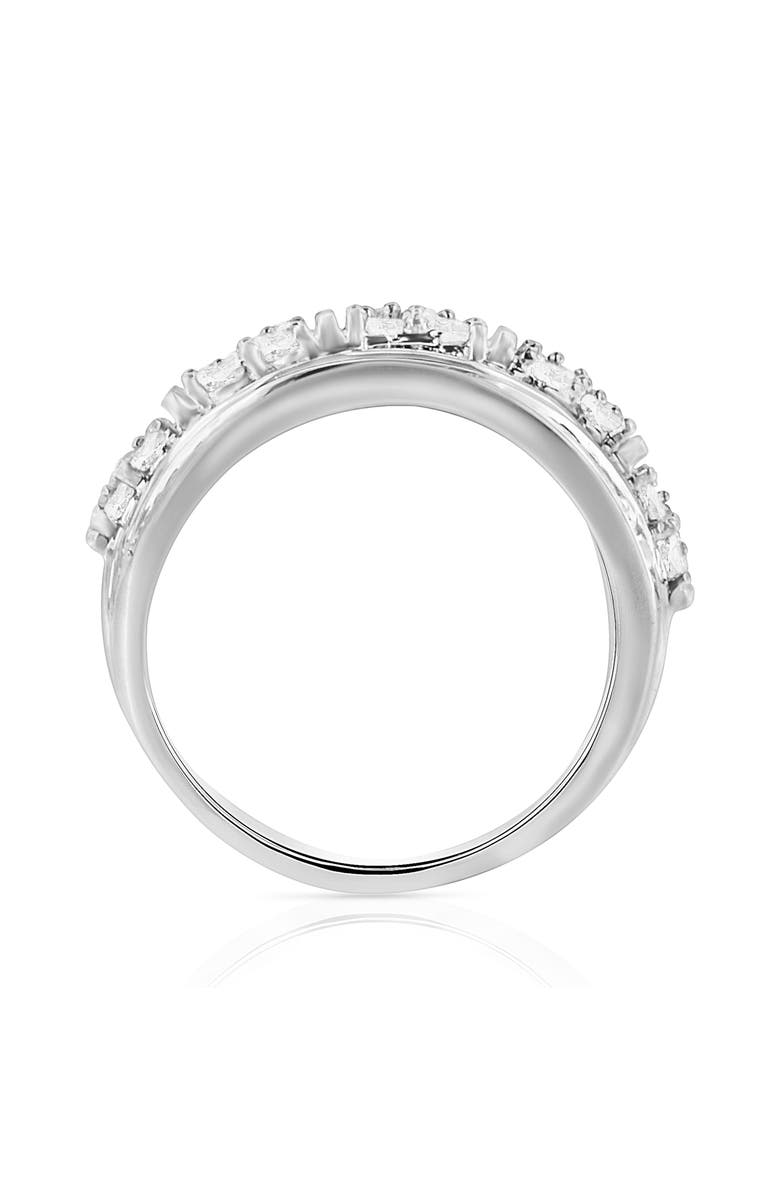 Haus of Brilliance Silver 2.0 Cttw Round & Baguette Diamond Multi-Row Tapered Cocktail Ring, Alternate, color, White