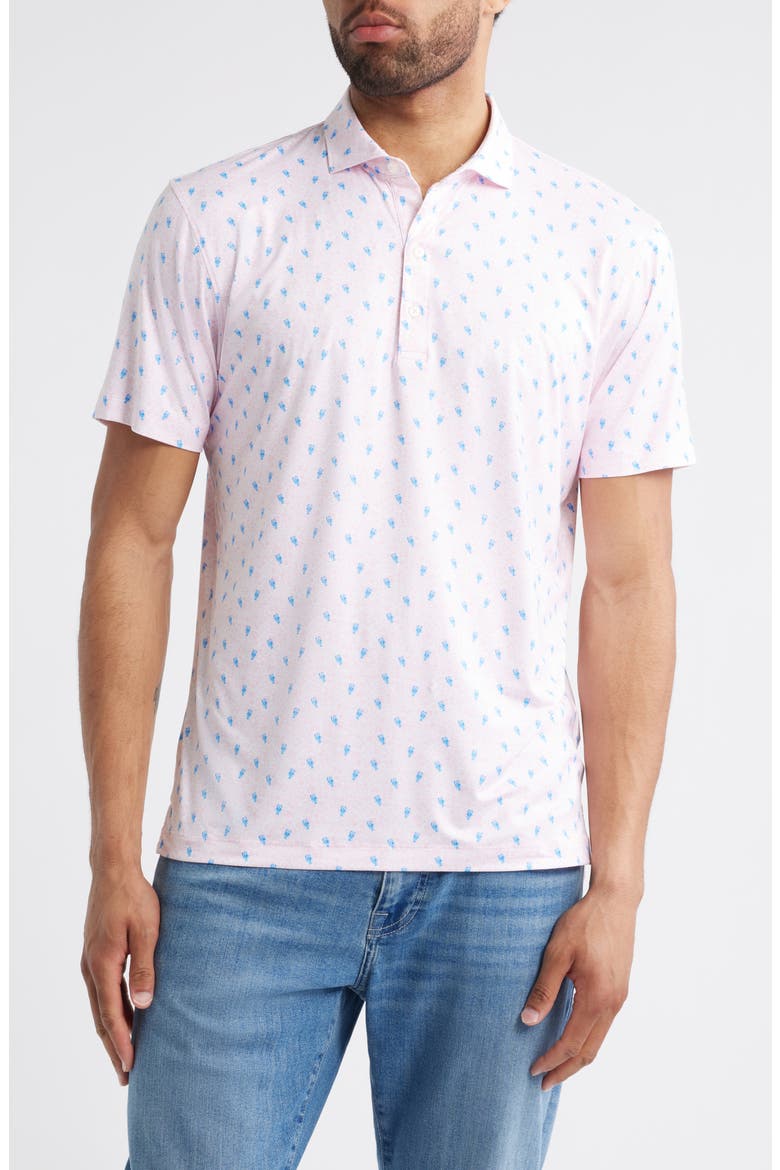 Low Country Crab Print Featherweight Performance Polo, Main, color, AZALEA