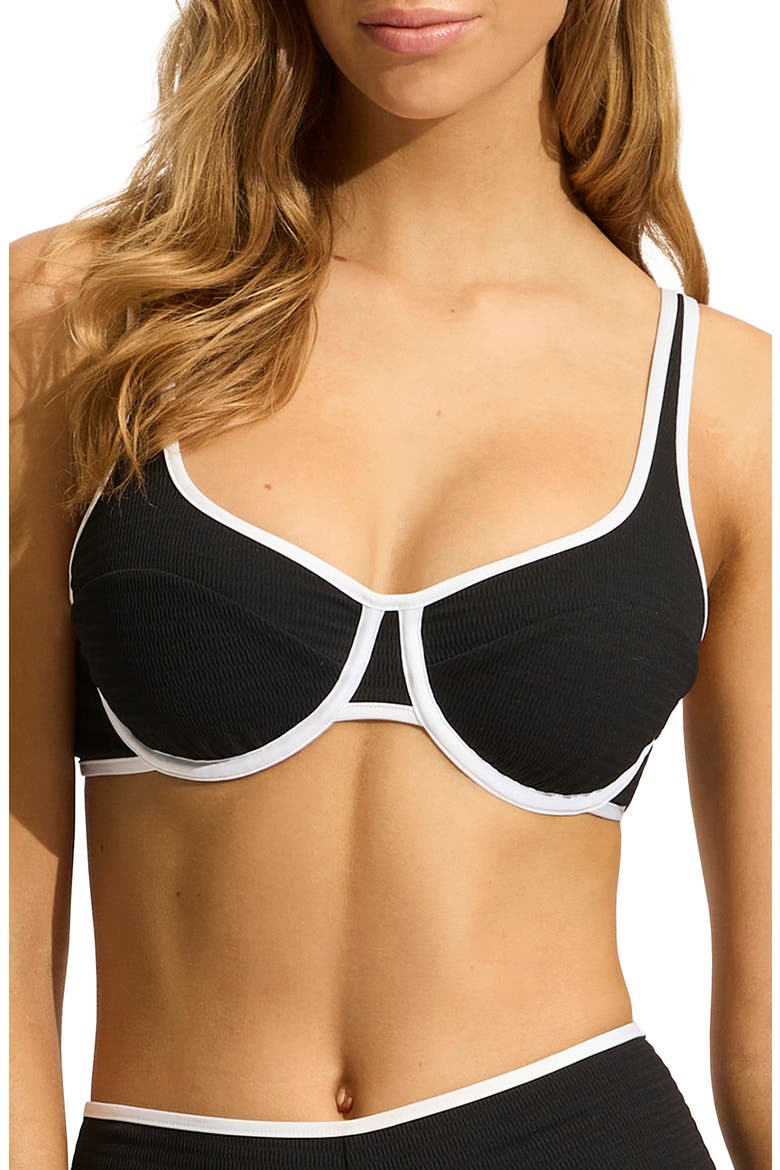 Beach Bound Colorblock Underwire Bikini Top, Main, color, BLACK