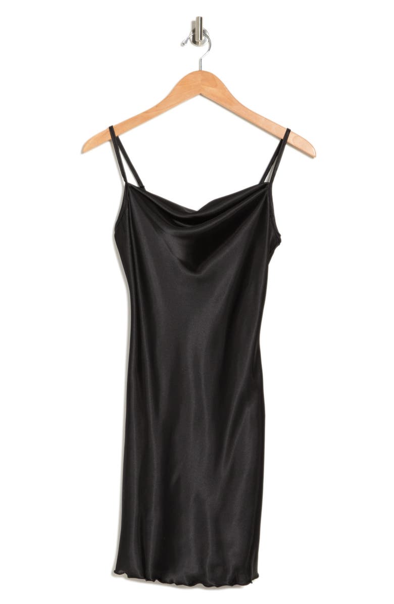bebe Cowl Neck Satin Slip Dress, Alternate, color, 