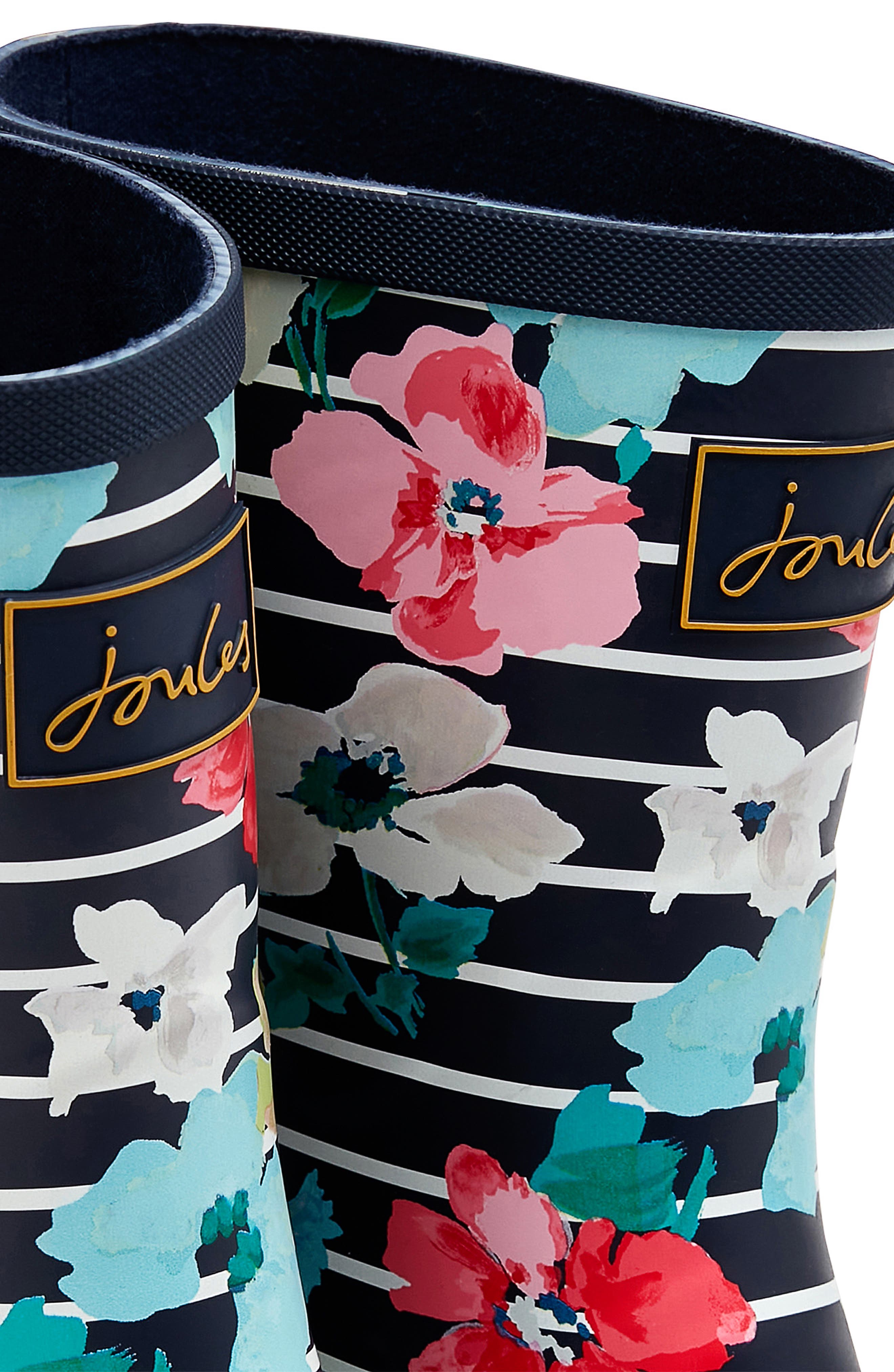 'Molly' Rain Boot, Alternate, color, BLUE STRIPE FLORAL