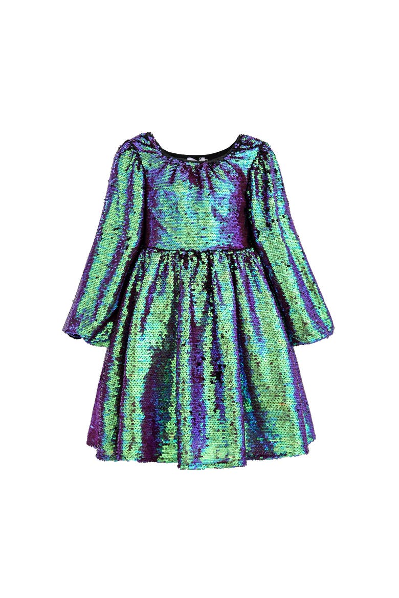Iridescent Sequin Dress, Alternate, color, Green