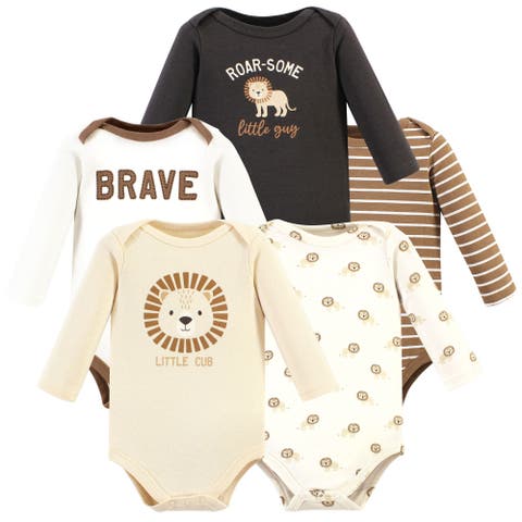 Five-Piece Collection of Long-Sleeve Cotton Bodysuits