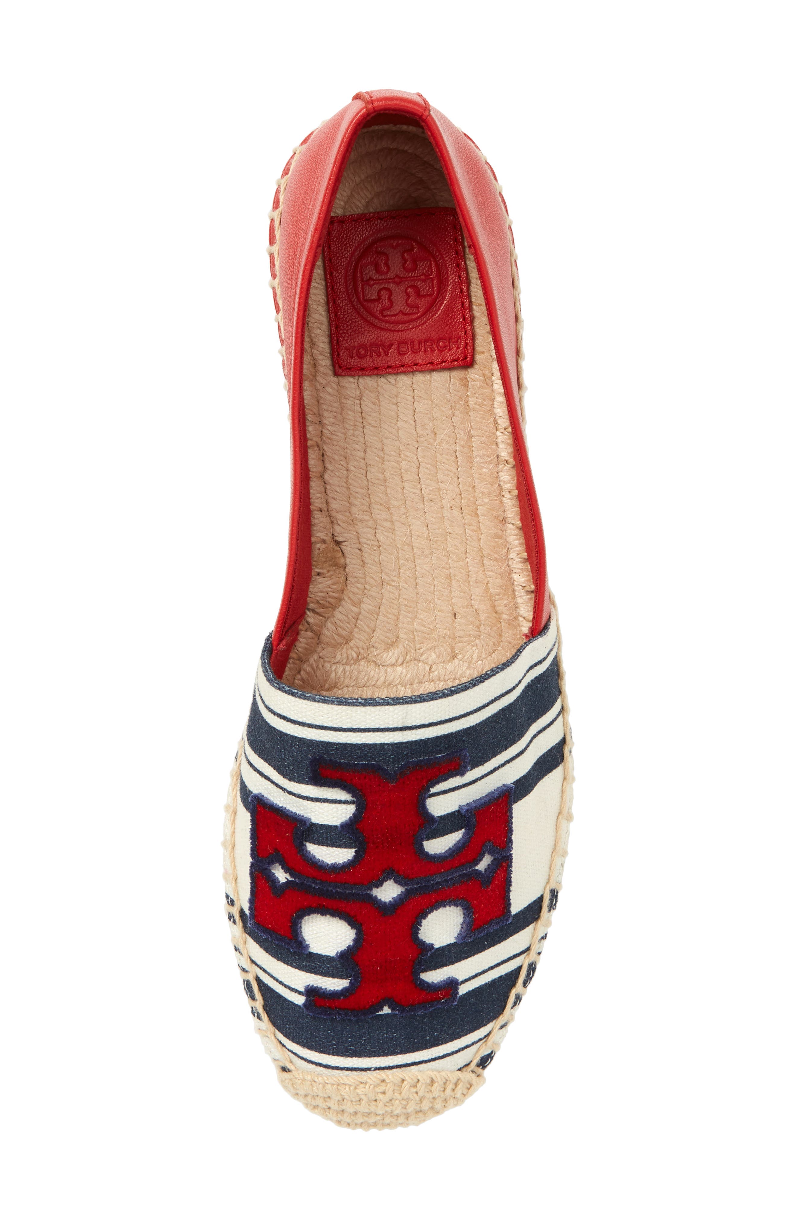 Ines Espadrille, Alternate, color, NAVY BOLD AWNING STRIPE/ RED