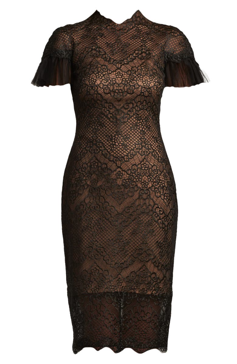 Tadashi Shoji Lace Overlay Illusion Cocktail Dress, Alternate, color, 