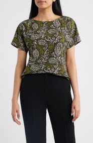 Anne Klein Paisley Print Short Sleeve Top