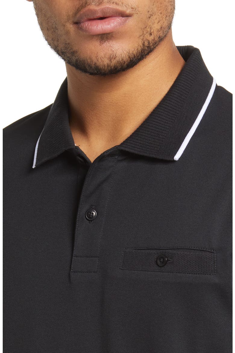 Galton Tipped Cotton Blend Polo, Alternate, color, BLACK