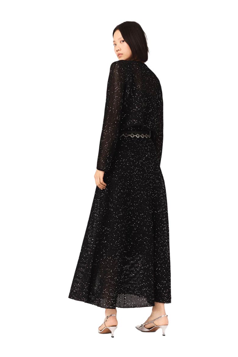 Rhinestone knit cardigan, Alternate, color, Black