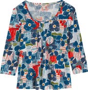 Seasalt Cornwall Penhollow Floral Organic Cotton Pintuck Top
