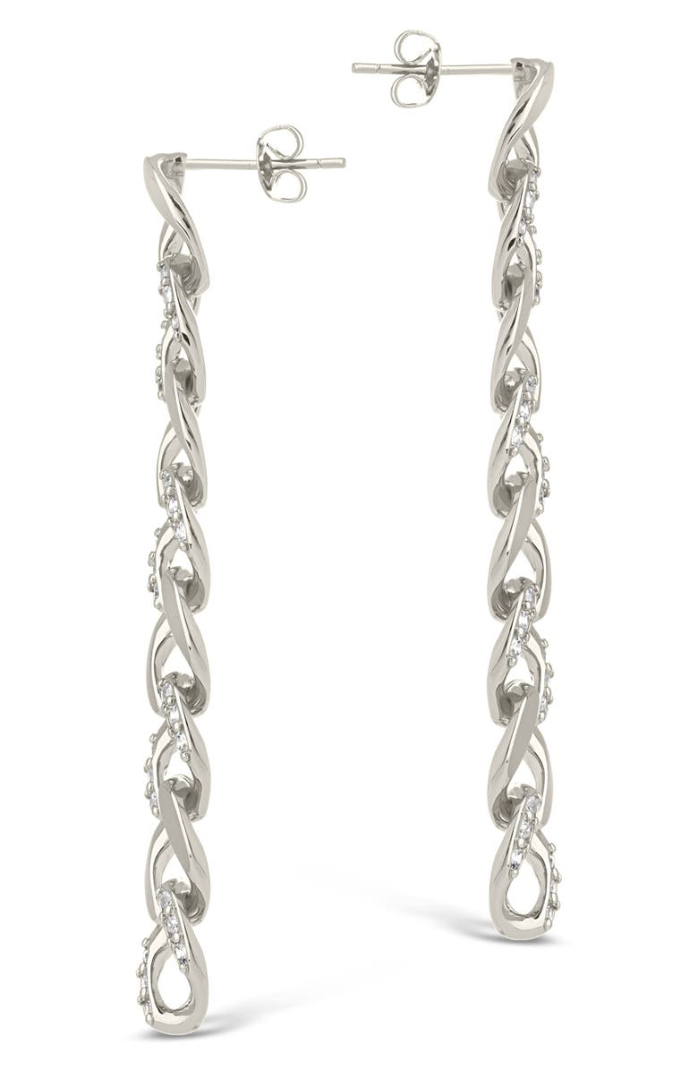 Sterling Forever CZ Cuban Chain Link Drop Earrings, Alternate, color, Silver