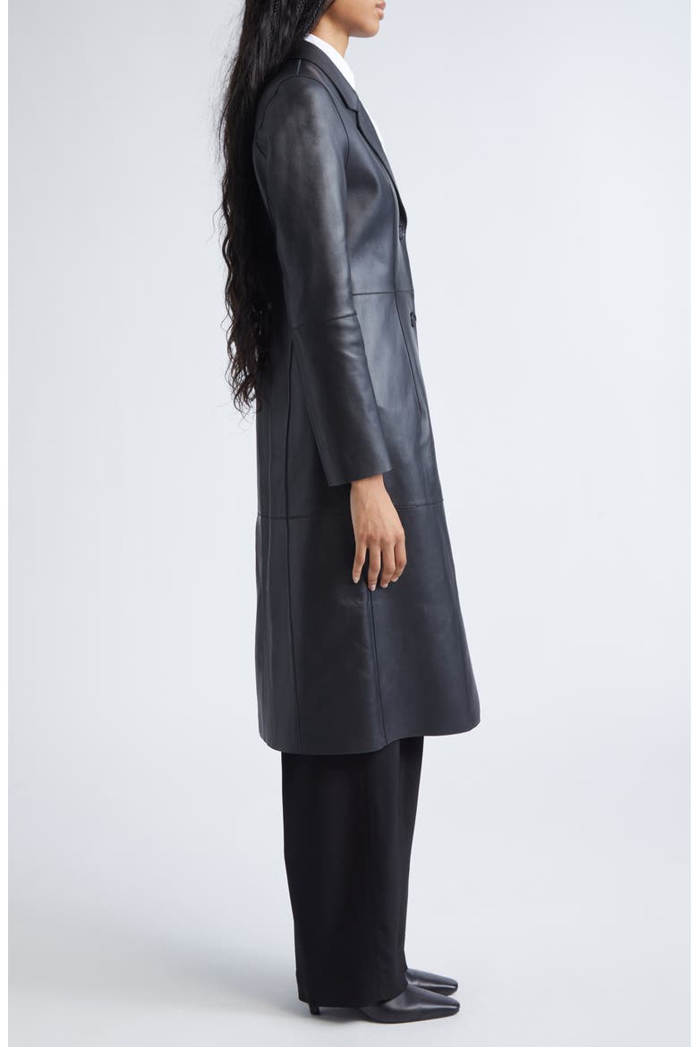 Slim Leather Coat, Alternate, color, BLACK