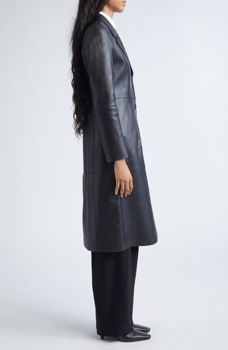 TOTEME Slim Leather Coat, Alternate, color, Black