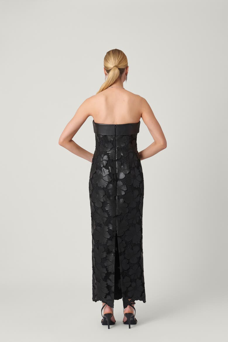 Leather Cut-Out Lace Serena Dress, Alternate, color, Jet