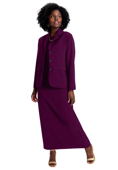 2-Piece Stretch Crepe Single-Breasted Maxi Jacket Dress (Plus Available)