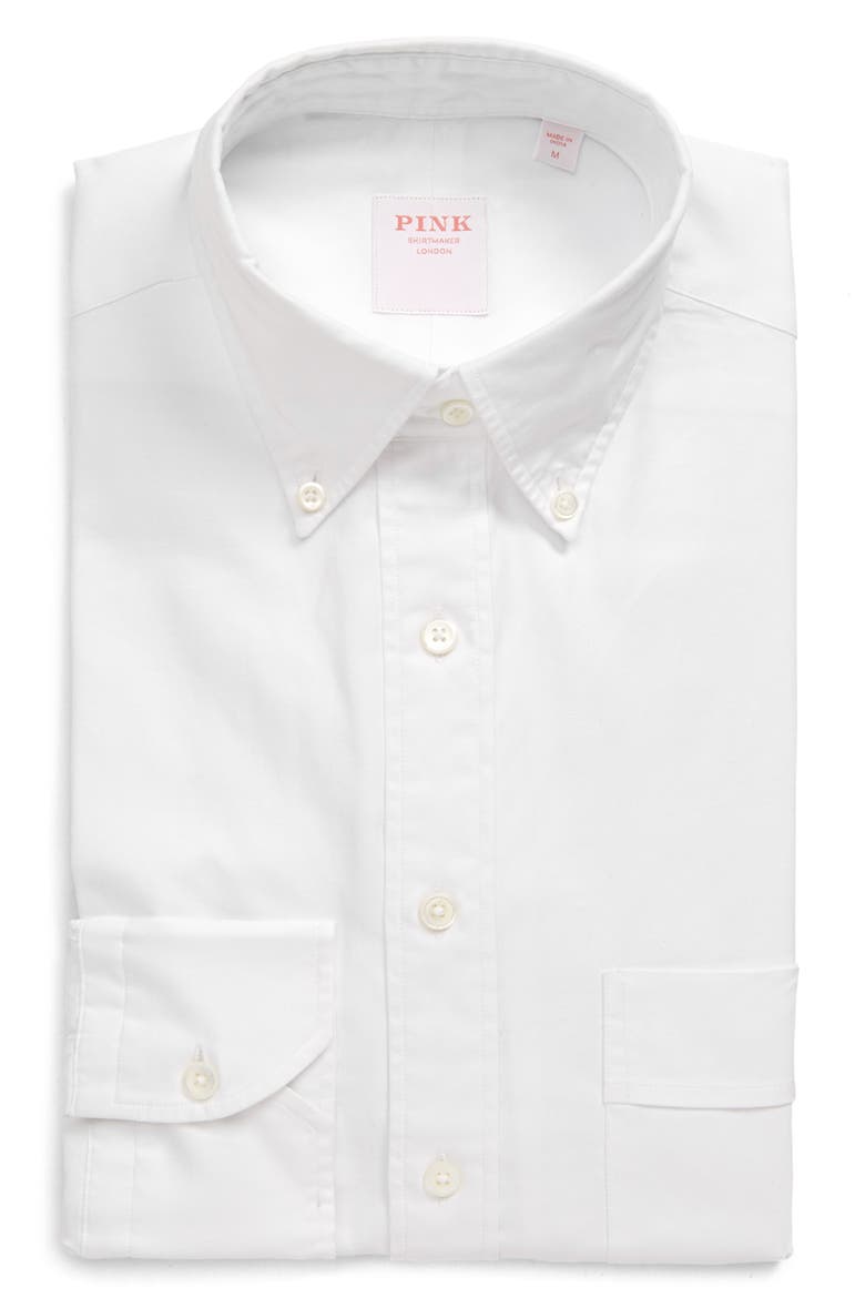 Weekend Trim Fit Oxford Button-Down Shirt, Main, color, WHITE