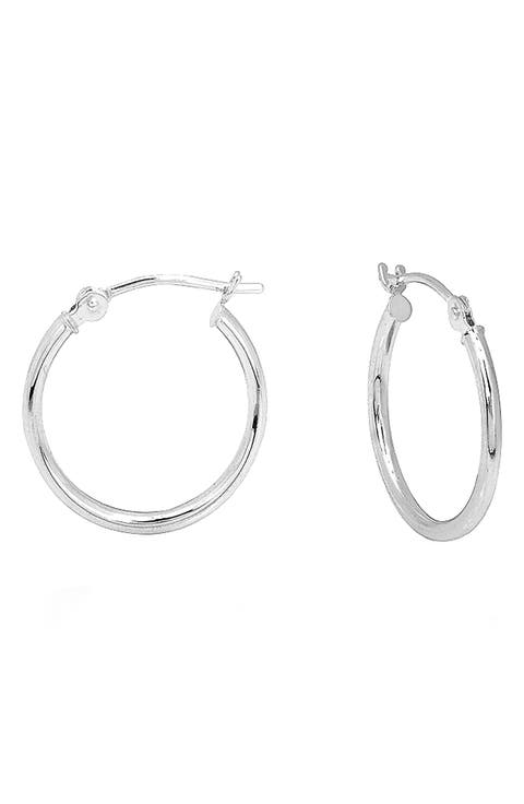 14K White Gold Hoop Earrings