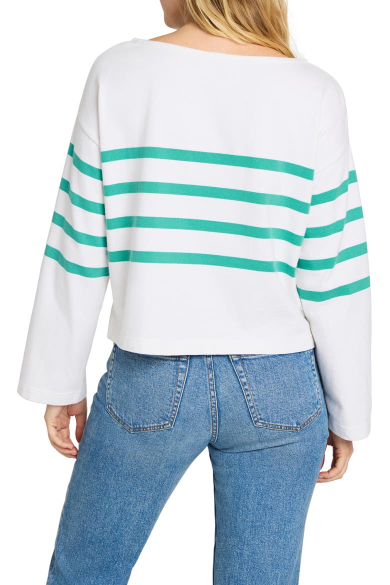 Rugby Stripe Organic Cotton Boat Neck T-Shirt, Alternate, color, GREENCAPE STRIPE