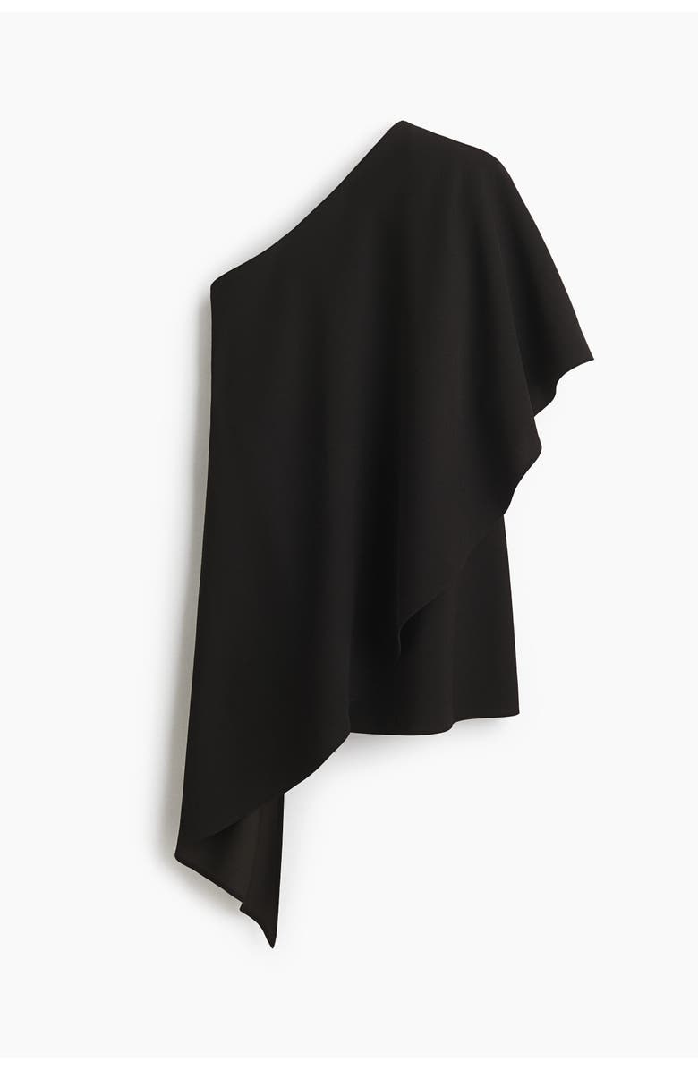 H&M One-shoulder Cape Top, Main, color, Black