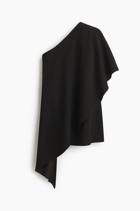 One-shoulder Cape Top
