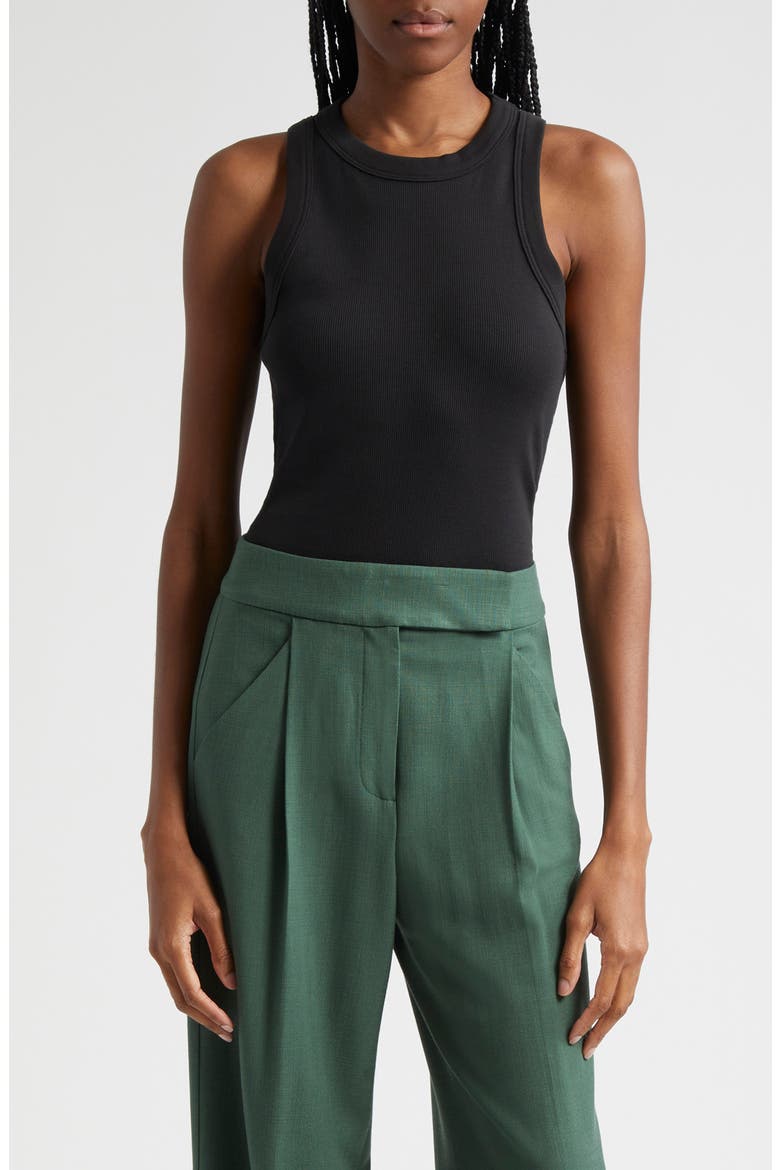 Jordyn Stretch Cotton Rib Tank, Main, color, BLACK