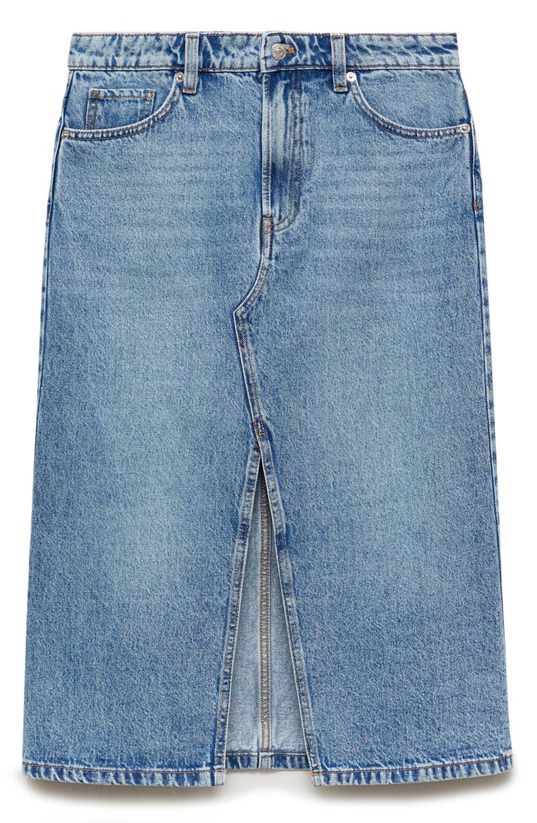 MANGO Denim Midi Skirt, Alternate, color,