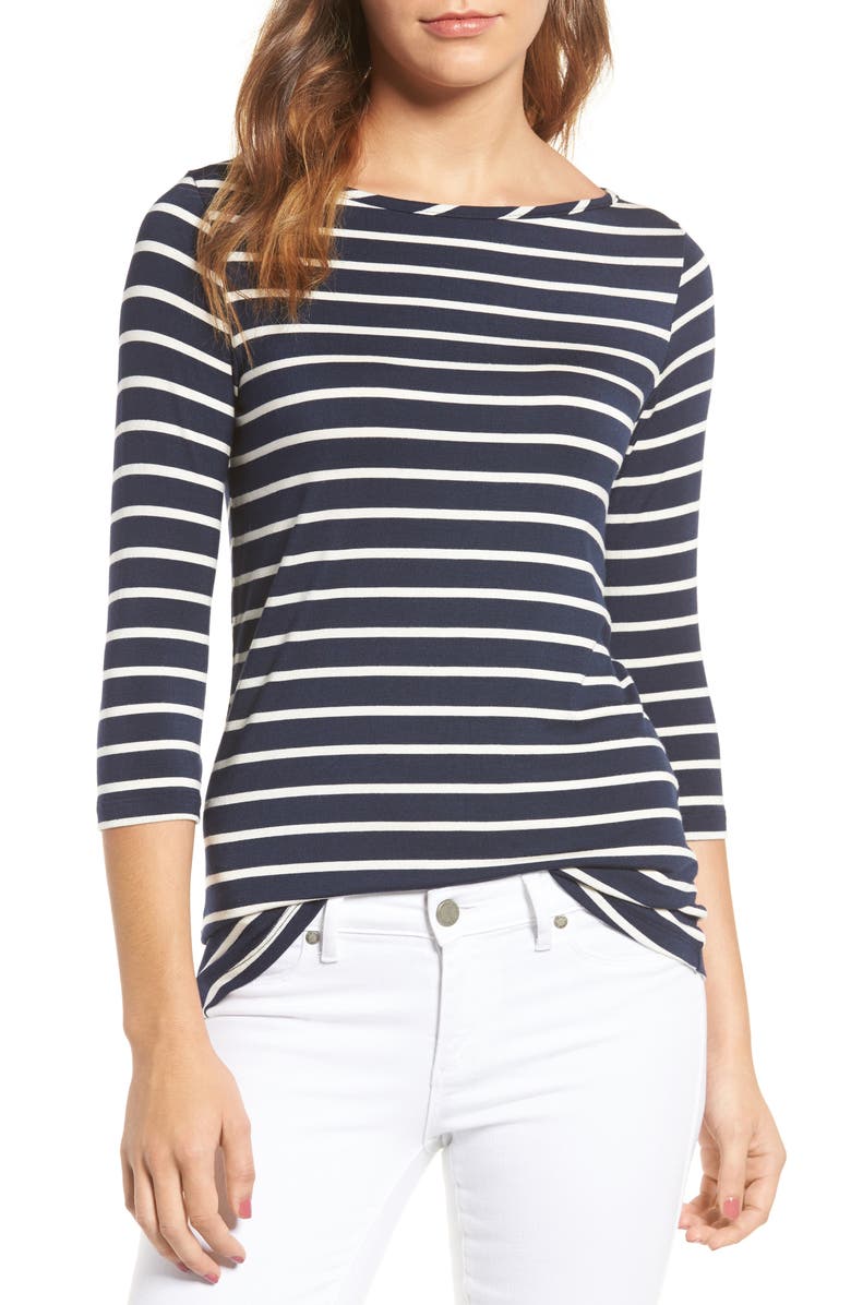 Amour Vert Francoise Stretch Jersey Top, Main, color, Basque Stripe