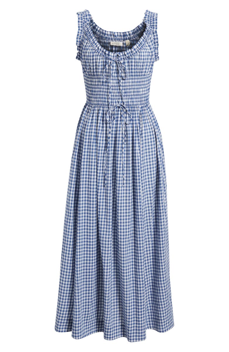 DÔEN Emmaretta Gingham Pleated Voile Maxi Dress, Alternate, color, Blue Gingham
