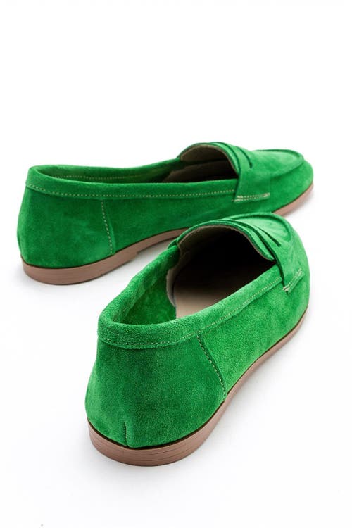 Forever & Always Shoes Dorothy Leather Loafer In Green Suede Leather